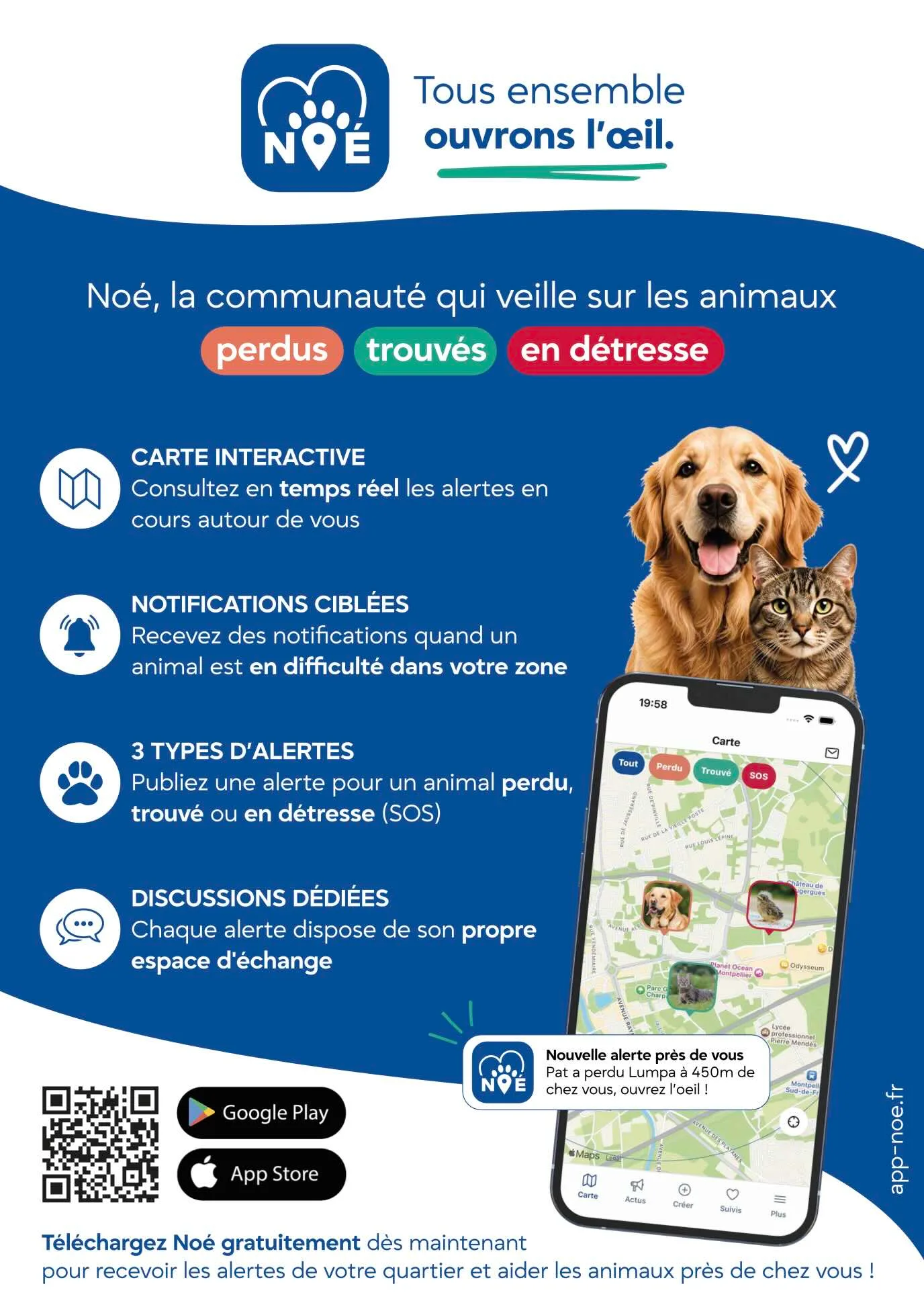 Affiche Noé à imprimer et à partager pour faire connaître l’application